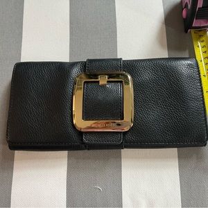 Micheal Kors pebbled black leather clutch